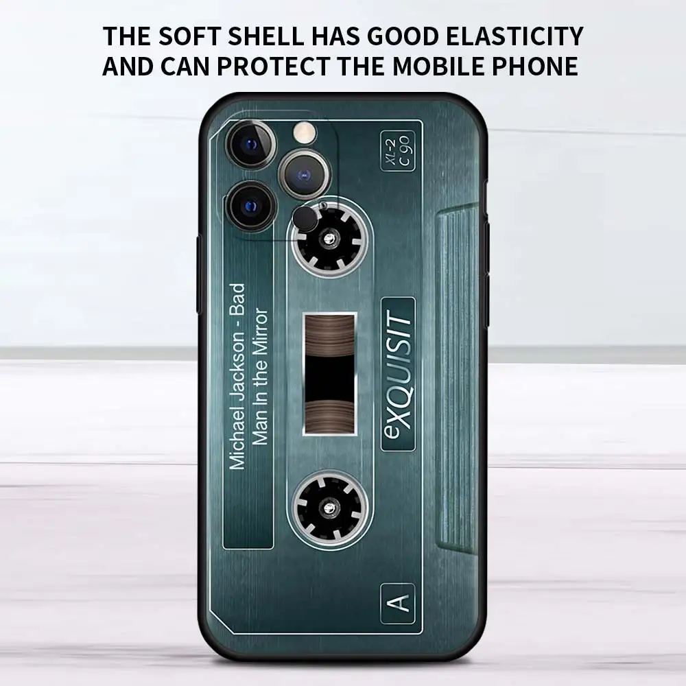 Vintage Cassette Tape Retro Style Black Soft Phone Case