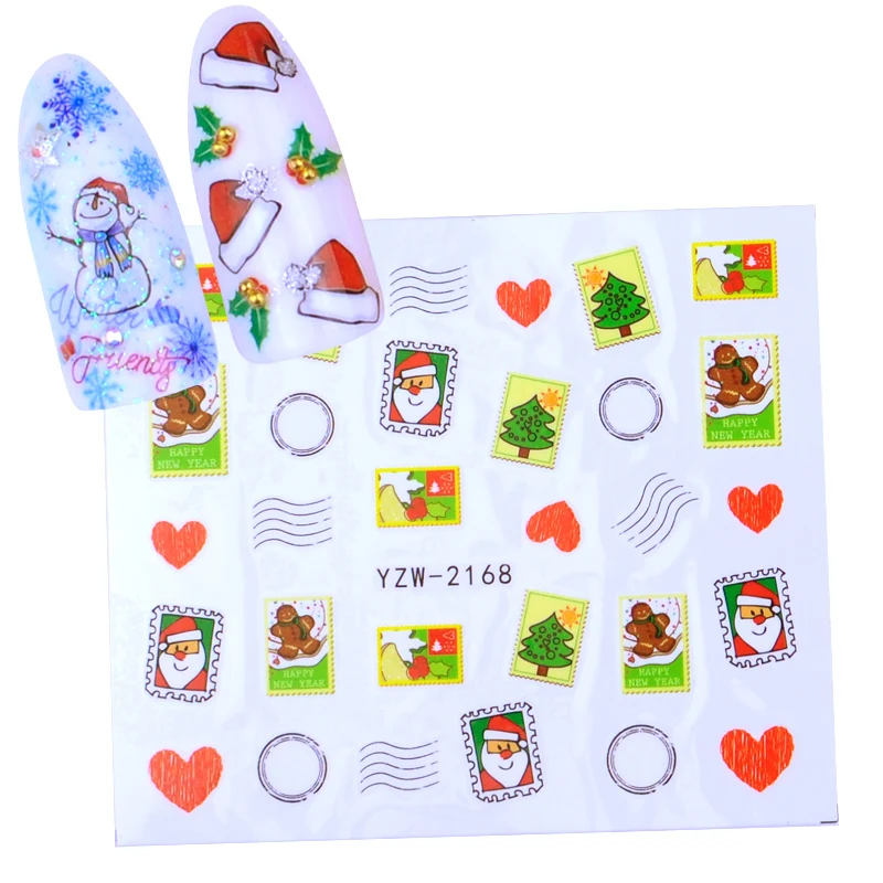 1 лист зима Рождество стиль Снежинка Полный Обертывания слайдер ногтей водные трафаретные наклейки для маникюра наклейки DIY украшения