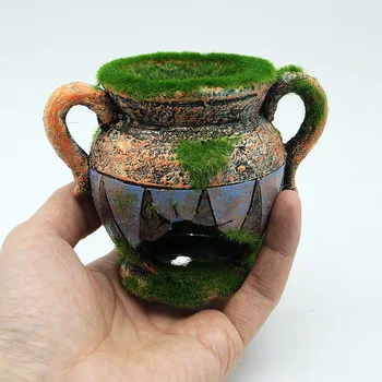 

Aquarium Fish Tank Decoration Resin Vase With Moss Aquarium Decoration Accessories for Fish Shrimp Tank Landscape Ornaments