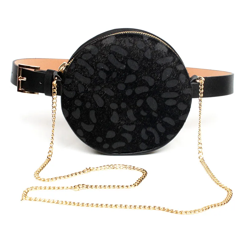

Leopard Print Waist Bag Women Belt Bag Round Fanny Pack For Women Chest Bag Purse Shoulder Bags Crossbody(Black)
