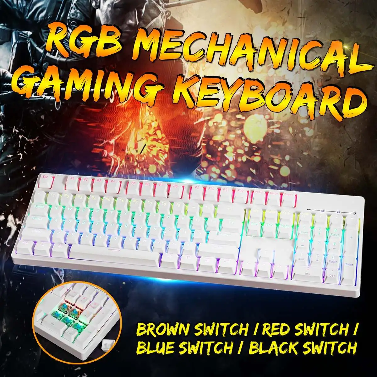 

104 Key USB Wired RGB Backlit Gateron Switch PBT Double Shot Keycaps Mechanical Gaming Keyboard for E-sport office PC Laptop