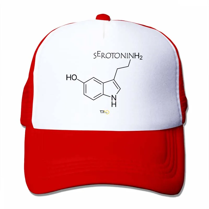 Бейсбольная кепка Serotonin chemical formula It all about chemistry line, черно-белая, с графическим рисунком, с круглым вырезом, для мужчин и женщин, Кепка-Дальнобойщик - Цвет: 4-Red