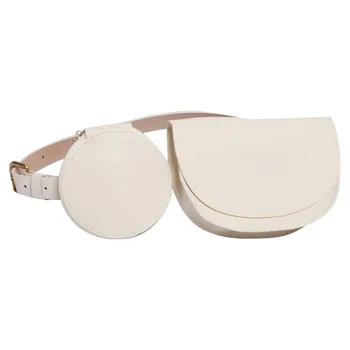 

2020 Women'S Belt Bag Fashion Leather Waist Pack Fanny Short Pack Fashion Solid Color Waist Belt 2-piece Set Cartera Mujer