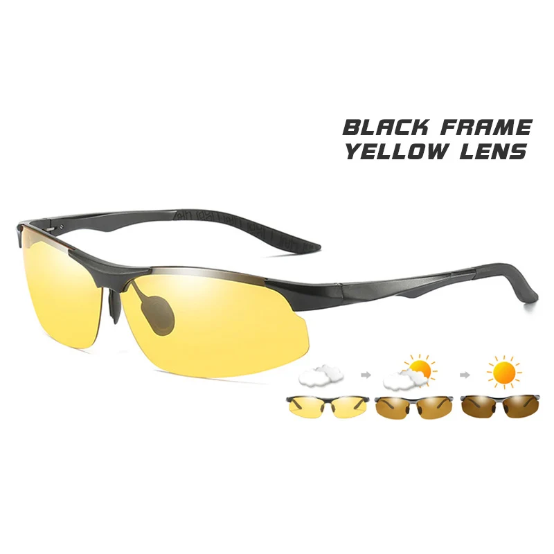 Топ интеллектуальные фотохромные поляризованные солнцезащитные очки для мужчин и женщин для вождения День ночного видения очки желтые очки gafas de sol - Цвет линз: Black frame