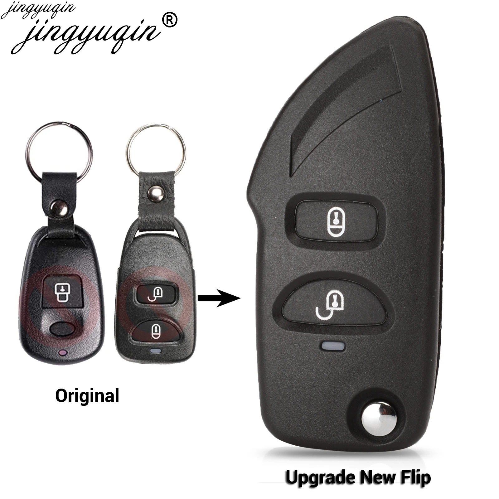 Jingyuqin Key Case for Hyundai Santa Fe Car 2 Back Buttons Uncut Blade Modified Remote Blank Shell | Автомобили и мотоциклы