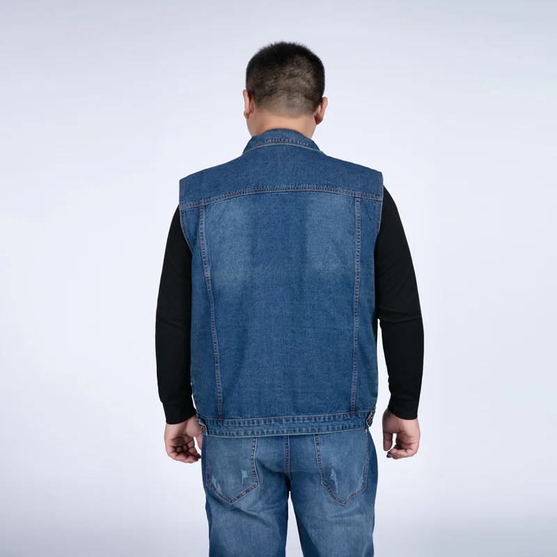 Большой размер 8XL 7XL 6XL 5XL хлопковая джинсовая куртка без рукавов жилет мужской джинсовый жилет мужской ковбойский уличный жилет мужские куртки s