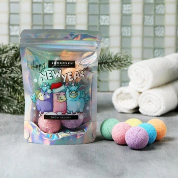 

Set of bath bombs in a Happy New Year package: 20 g, 6 PCs