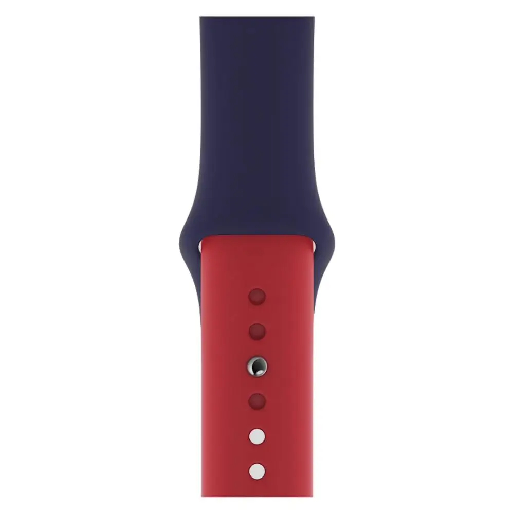 dark blue red Ремешок для Apple Watch 4 3 2 1 полосы 38 мм 42 мм силиконовый мягкий спортивный резиновый ремешок для часов Ремешок для Iwatch серии 4 3 2 1 40 мм 44 мм - Цвет ремешка: dark blue red
