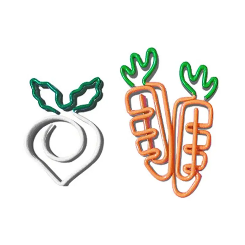 

Cartoon Vegetable Radish Carrot Shaped Paper Clip Bright Colors Photo Clip Bookmark DIY Handmade Decor School Stationery