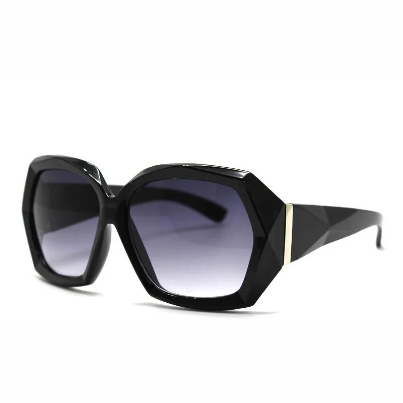 

Oversized Sunglasses Women Black Polygon Woman Shades Wide Face Thick Frame Anti Reflect UV400 Female Ladies Eyewear