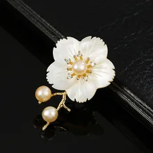 Высококачественная натуральная раковина, натуральный пресноводный жемчуг, цветок сливы, новые продукты, Винтажная брошь, аксессуары для женщин