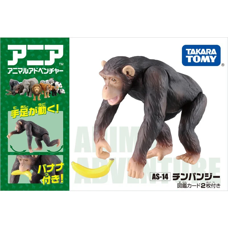 S01 Takara Tomy ANIA Animal Advanture AS-14 Chimpanzee с бананом дикие фигурки ABS детские развивающие