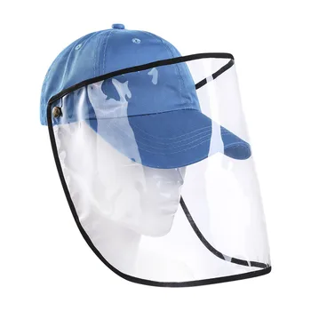 

2020 New Baseball Hat With Protective Clear Mask Saliva-proof Dust-proof Sun Visor Cap Hat Transparent Full Face Shield Anti-fog