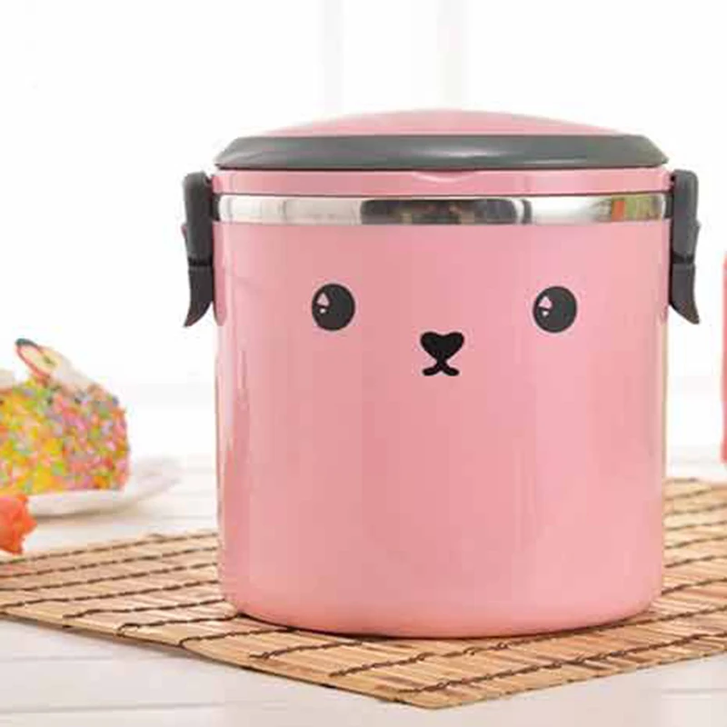 Милый мультяшный Ланч-бокс из нержавеющей стали Bento для детей младенцев с вакуумной изоляцией, контейнер для еды, банка, Ланчбокс, суповая кружка