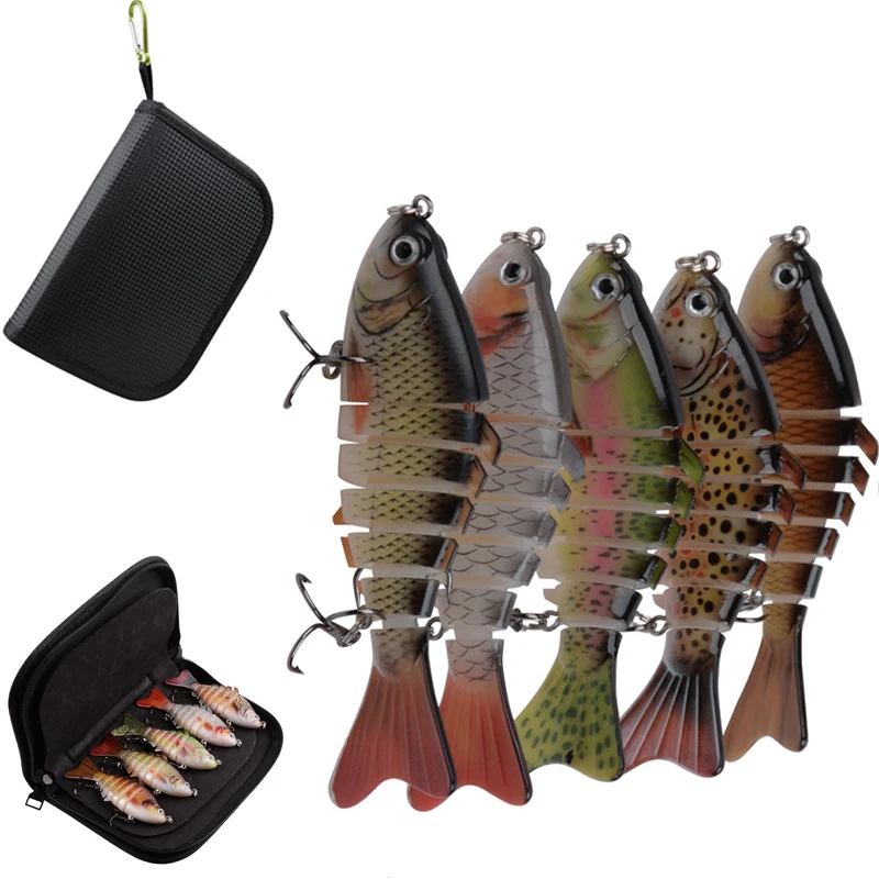 

5Pcs/Bag Artificial Jointed lure 15g fishing hard Pike lure Swimbait Joint Wobbler hard lure Trolling for Trouts Bass fishing