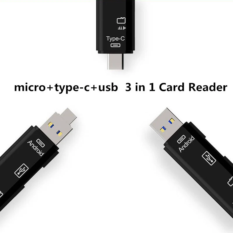 3 в 1 Тип C и Micro USB OTG кардридер универсальный высокоскоростной OTG TF SD кардридер для мобильного телефона ПК ноутбук Mac компьютер