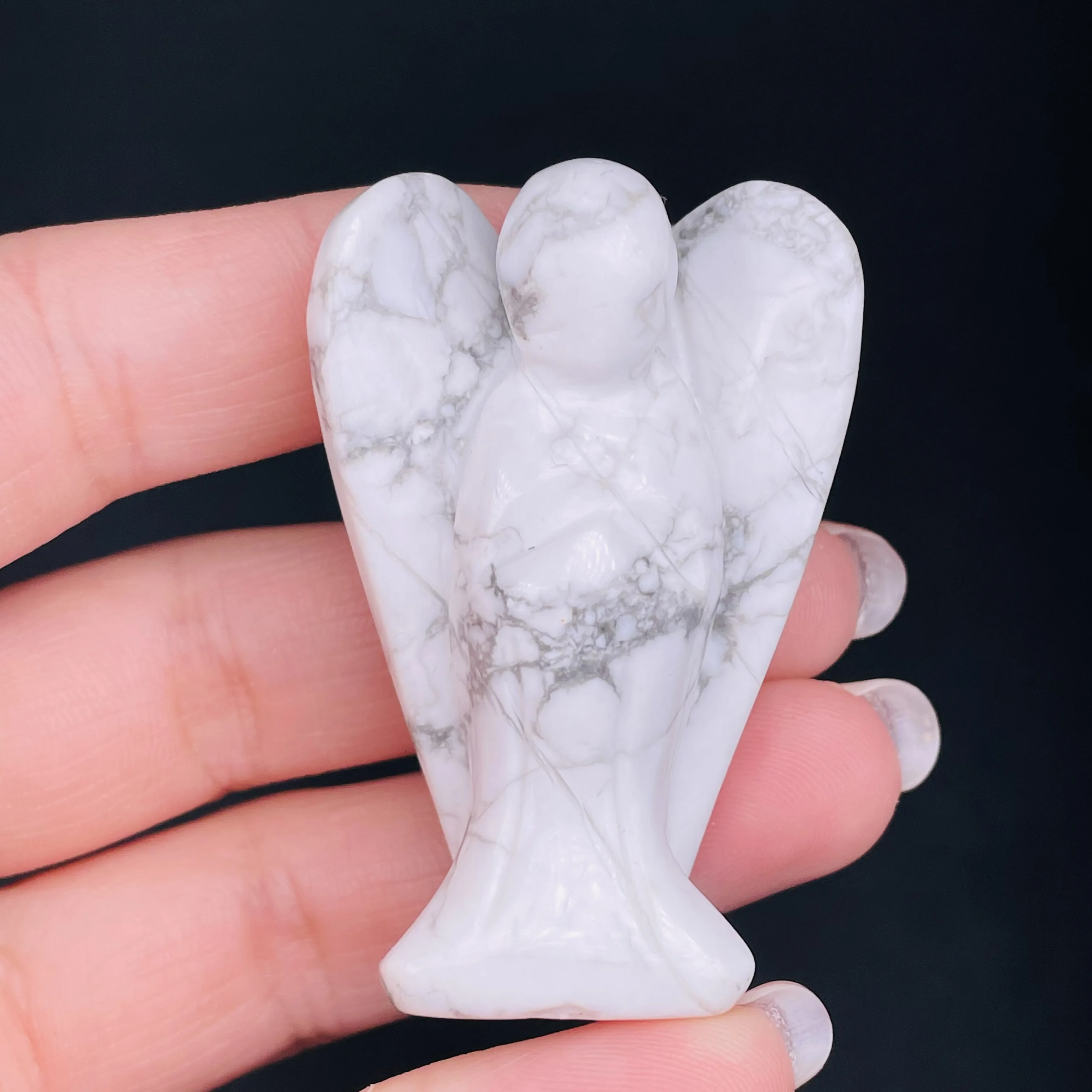Healing Natural Crystal Carved Pocket Stone Guardian Angel Figurines Sculptures 