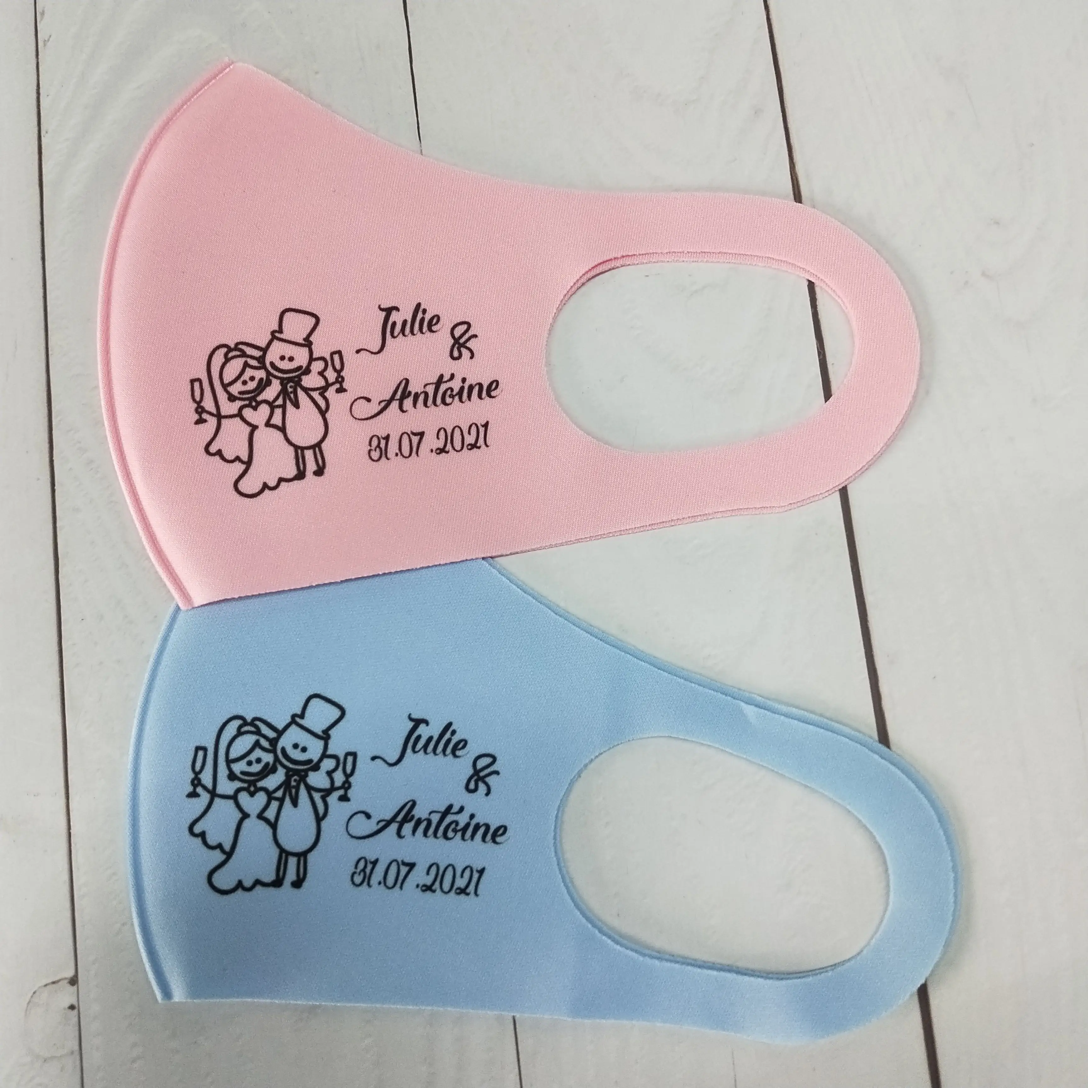 

30Pcs Custom Pink Wedding Masks For Guests Bride and Groom Face Masks Personalized Wedding Facemask Washable Breathable Masks