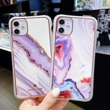 Luxury Glossy Marble Phone Case For iPhone 11Pro MAX Case 6 7 8Plus X XR XS Max SE 2020 Retro Glitter Gradient Marble Soft Cover glitter marble