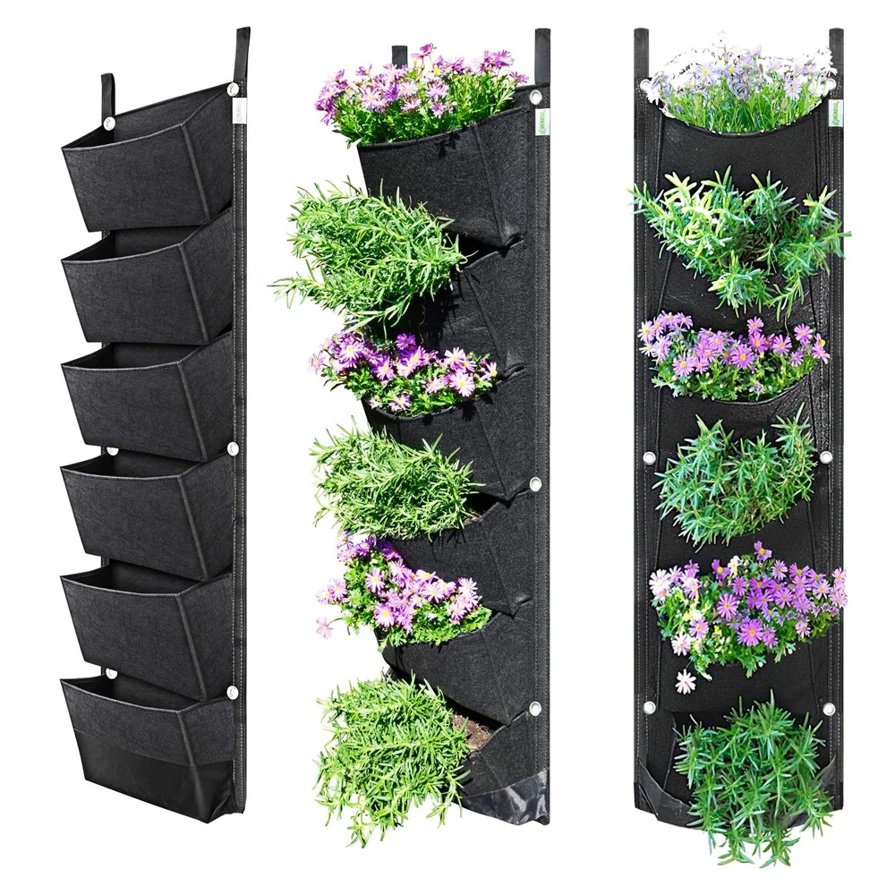 

6 Pockets Best Plant Grow Bag Large Space Waterproof Breathable Flower Pot Use For Garden Courtyard Office Home Decoration