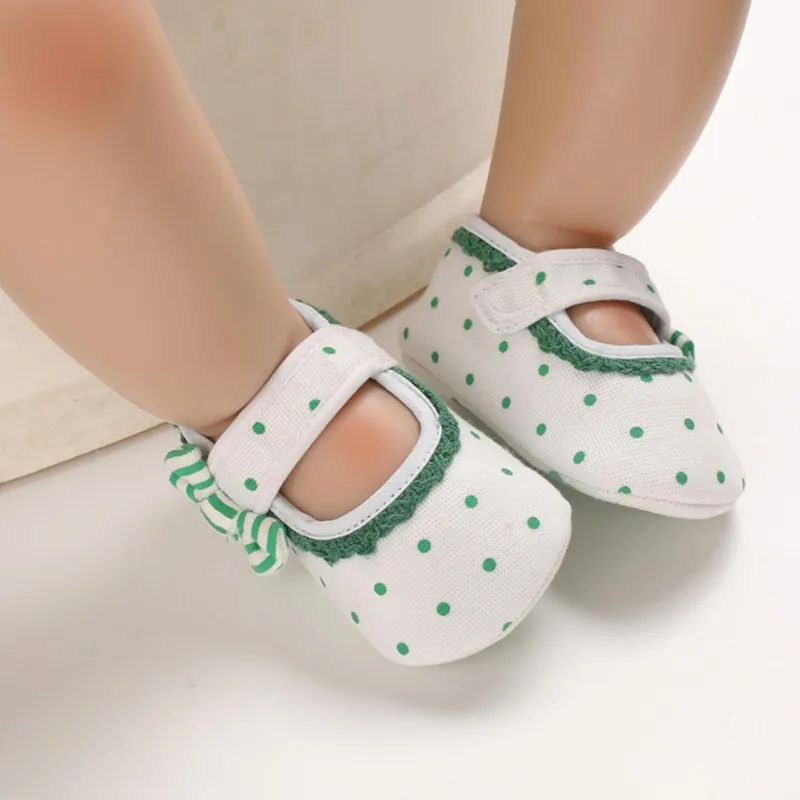 Baby Girl 0-18M Breathable Polka Dot Print Anti-Slip Casual Sneakers Toddler Soft Soled Walking Shoes