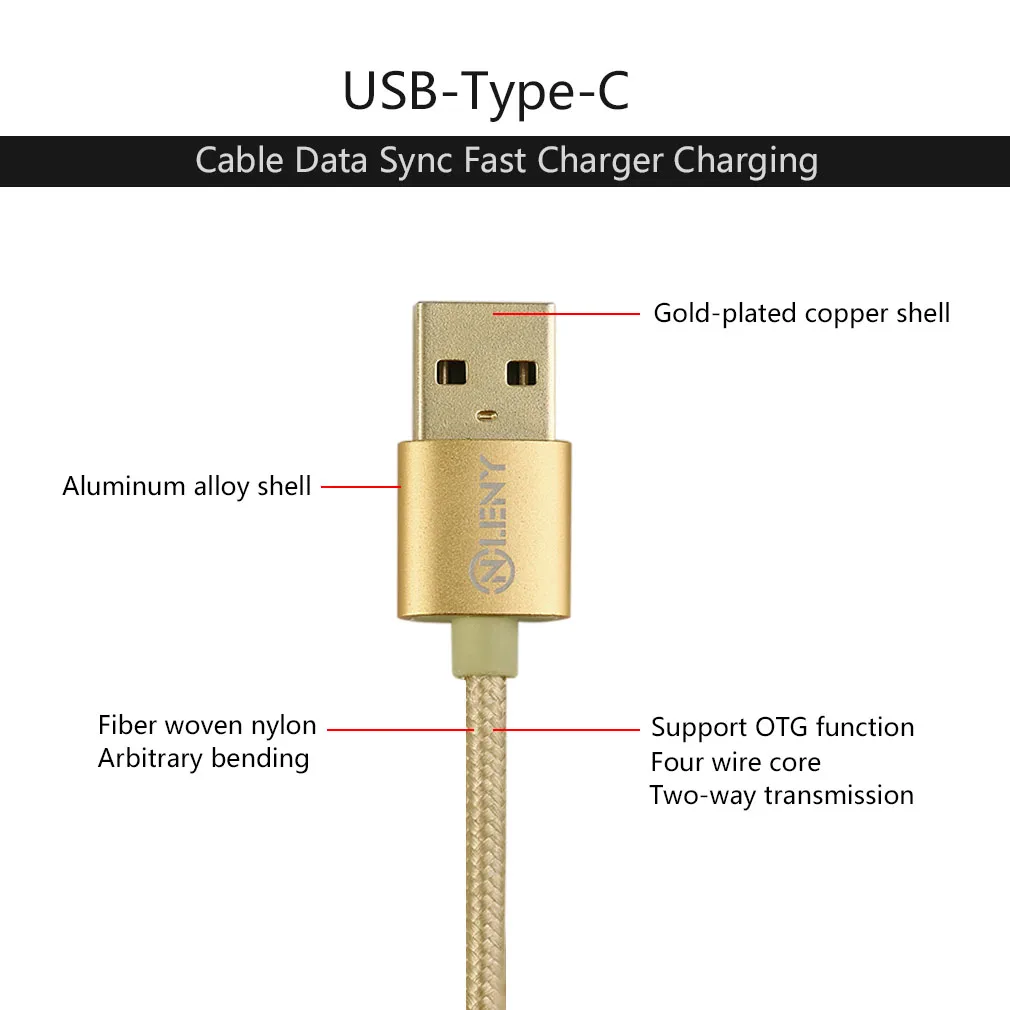 Onleny usb type-C кабель с нейлоновой оплеткой для синхронизации данных и быстрой зарядки USB2.0 type-C кабель для зарядки USB кабель