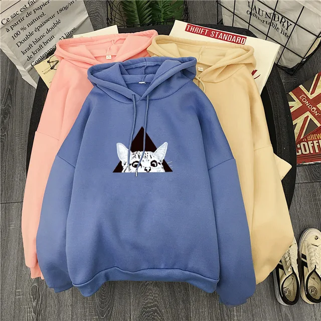 Kawaii  Hooded Cat Triangle Sweatshirt  6