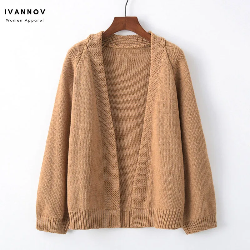 

Autumn Spring Women Solid Loose Knit Short V-neck Cardigan Sweater Overcoat Cashmere Jumper Warm Long Sleeve Knitwear