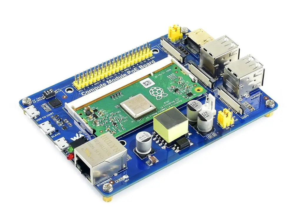 Waveshare компьютерный модуль IO Плата с функцией PoE, для Raspberry Pi CM3/CM3L/CM3+/CM3+ L