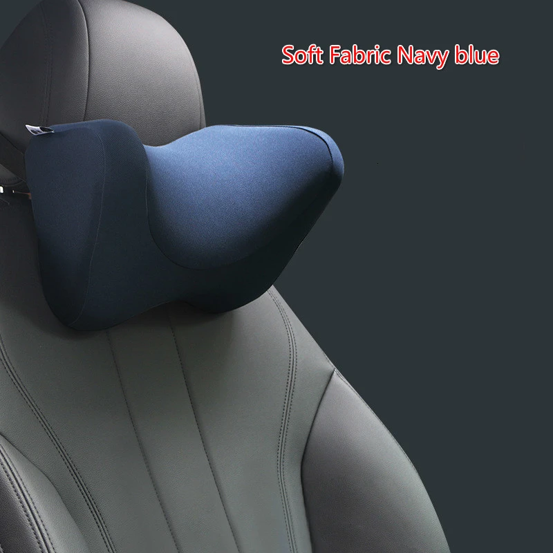 Soft fabric-Navy blu Универсальные автомобильные подушки для шеи, дышащая Автомобильная подушка для подголовника, Автомобильная подушка для шеи с эффектом памяти, аксессуары для салона автомобиля - Цвет: Soft fabric-Navy blu