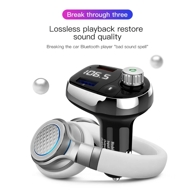 T62 Быстрая зарядка 3,0 автомобильный Bluetooth fm-передатчик два usb порта QC3.0 автомобильное зарядное устройство fm-модулятор MP3-плеер автомобильный Зажигалка Handfree