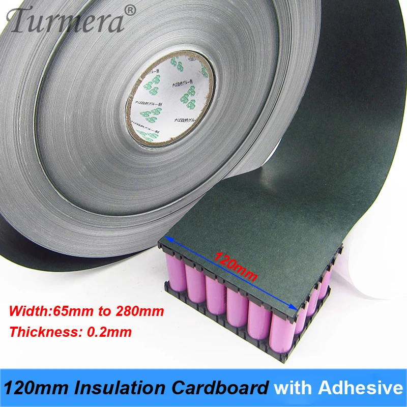 Turmera 1M 65mm 120mm 180mm 330mm 18650 Battery Insulation Cardboard with Adhesive for 21700 26550 32650 32700 Lifepo4 Battery J02