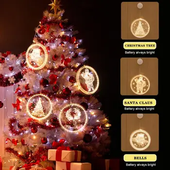 

Newly Christmas Decor Novelty Hanging 3D Light with Suction Cup for Windows Patio Bedroom Bell Snowflake Shape Star Lamp