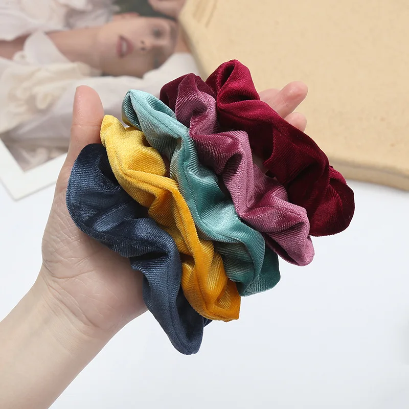 New 37Colors Korea Velvet Scrunchie Elastic Hair Bands Solid Color Fashion Headband Ponytail Holder Hair Ties Hair Accessoires wide headbands for short hair