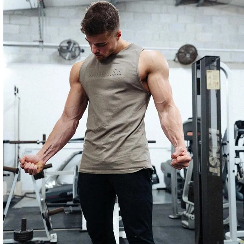 

Muscle Brother Men Sports Fitness Running Training Casual Vest Slim Fit Breathable Crew Neck Bump Sleeveless Shirt