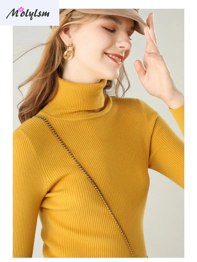 

new style inside build bottom unlined upper garment Slim Fit Minimalist Knitted Base turtleneck Knitted Sweater women