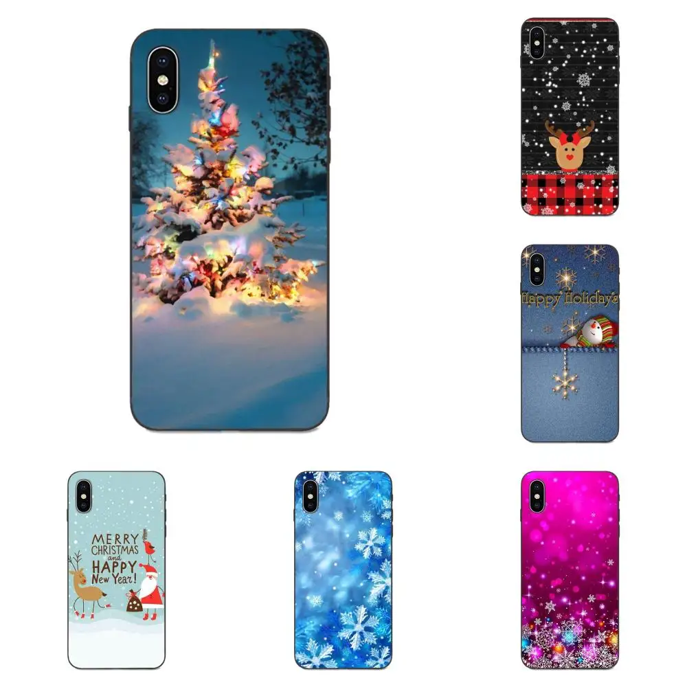 Мягкий резиновый чехол для телефона Apple iPhone X XS Max XR 4 4S 5 5S SE 6 6S 7 8 Plus с новым годом