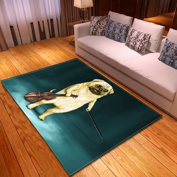 

Cartoon Dog Violin Floor Mat Soft Non-slip Parlor Sofa Rug Kids Room Bedside Area Rug Living Room Carpet for Home Decoration