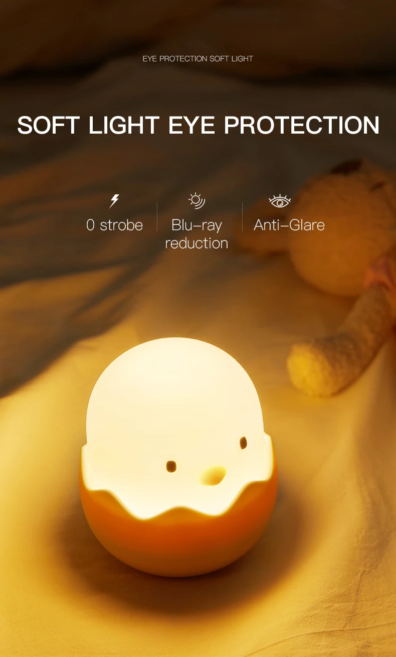 decorative night lights Led Children Touch Night Light Soft Silicone USB Rechargeable Bedroom Decor Gift Animal Egg Shell Chick Bedside Lamp night lamp for bedroom wall