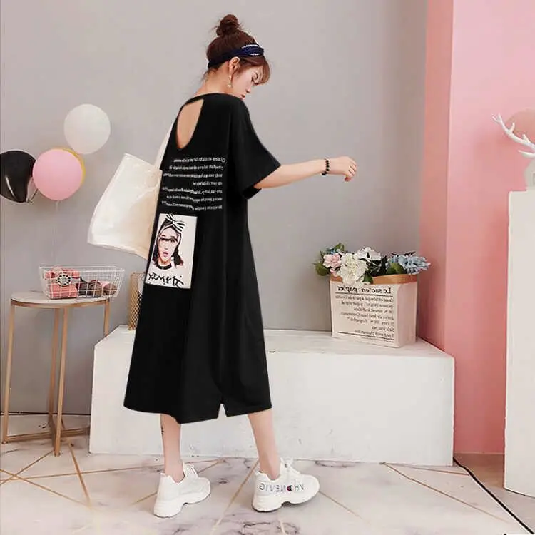 Летнее женское платье 2020 Открытое одежда в китайском стиле свободное с буквенным