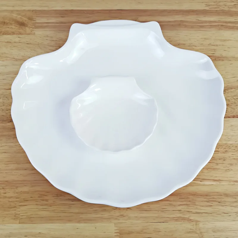 Plastic Dinner Plates Melamine Dinnerware Imitation Porcelain Plate Shell Dish Hot Pot Restaurant Seasoning Dish A5
