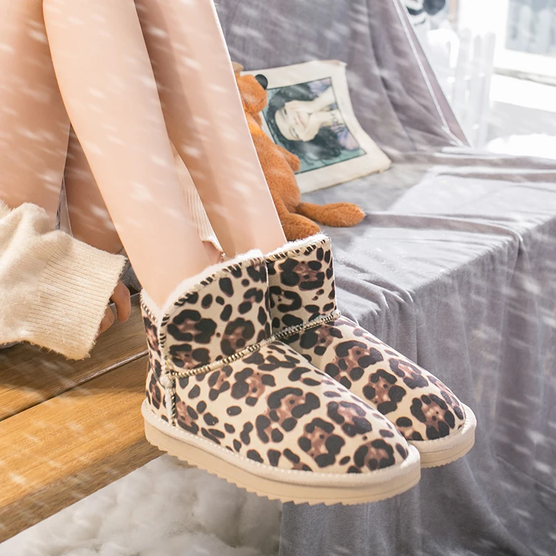 Lucyever Winter Women Thicken Warm Plush Snow Boots Mix Color Platform Cotton Shoes Woman Slip on Flat with Ankle Boots Female