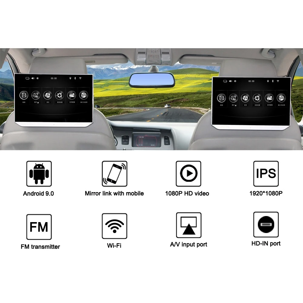 

Aotsr 13.3" Android 9 Car Headrest Monitor 1080P HD Radio IPS Touch Screen Bluetooth Display MP5 Video Multimedia Player Wifi