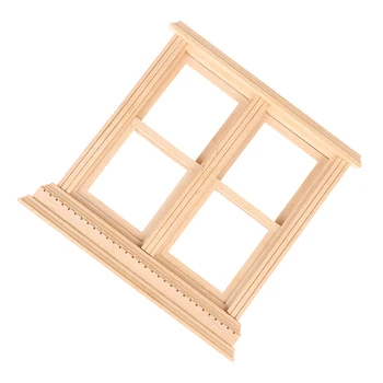 

1pcs Wood Mini Retractable 4 Pane Model for 1/12 Dollhouse Furniture Any Room Items DIY Making Accessory
