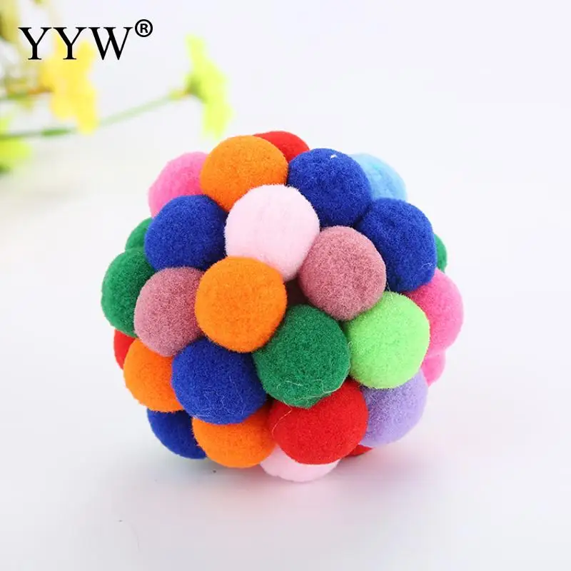 Собака, кошка, игрушка, игрушки для собак кошек 5-7 см Радужный шар пластиковая игрушка для собаки Забавный Колокольчик для кошки игрушки-Жвачки интерактивная игра товары для домашних животных - Цвет: 7cm