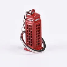 Лондонская телефонная будка брелок Великобритания путешествия сувениры журнал настраиваемый сплав модель телефона стенд подвески с ключиками
