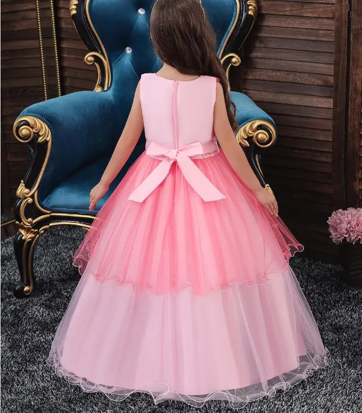 Vintage Flower Girls Dress for Wedding Evening Children Princess Party Pageant Long Gown Kids Dresses for Girls Christmas Cloth