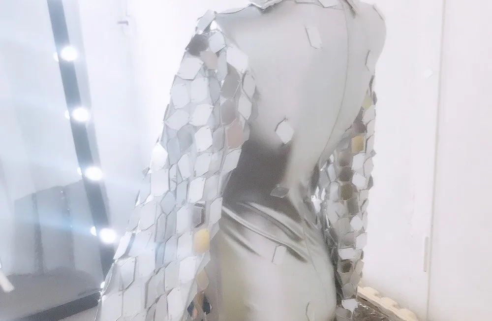 Блестящие Блестки боди машина танцевальный костюм серебристые зеркала комбинезон-трико леди Джаз танцевальная одежда клуб DJ для певицы для сцены наряд
