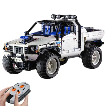 

2029Pcs MOC Small Particle Remote Control Rally Racing Off-road Vehicle Pickup Truck DIY Construction Building Kit - Blue White