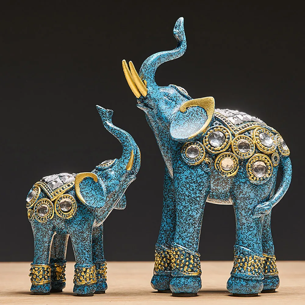 Creative Resin Animal Model Statue Home Decoration Accessories India Style Elephant Figurine Office Desk Decorative Wedding Gift